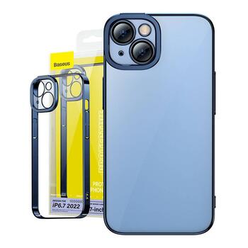 Baseus Glitter Transparent Case and Tempered Glass Set Защитный чехол и защитное стекло для iPhone 14 Plus / синий (ARMC021403)