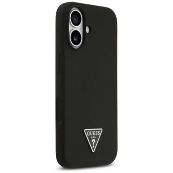 Case Guess Silicone Triangle Logo MagSafe Aizsargapvalks priekš iPhone 17 / melns (GUHMP17SSCTRLMK)