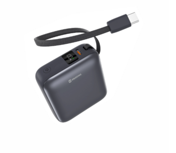 Swissten SPACE Power Bank Универсальный Внешний Аккумулятор Встроенный Кабель USB-C 35W / 10000 mAh Серебристый (22013986)
