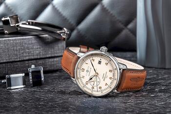 Zeppelin Méditerranée 9668-5 Automatic Vīriešu Pulkstenis 40mm Beige Dial Brown Leather Strap (9668-5)