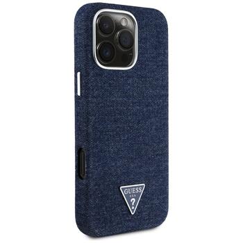 Case Guess Denim Triangle Logo MagSafe Защитный чехол для iPhone 16 Pro Max / синий (GUHMP16XRJFWTLB)