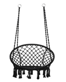 RoGer Stārķa ligzdas krēsls šūpoles ar atzveltni 80cm Melns (5903039712003)