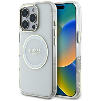 Guess IML Metal Colored Circle Classic Logo MagSafe Aizsargapvalks priekš iPhone 16 Pro Max / balts (GUHMP16XHTDRCEDH)