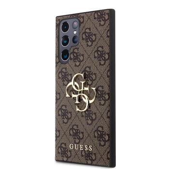 Guess PU 4G Metal Logo Case Aizsargapvalks priekš Samsung Galaxy S24 Ultra / brūns (GUHCS24L4GMGBR)
