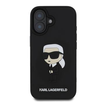 Karl Lagerfeld 3D Rubber Ikonik Case Aizsargapvalks priekš iPhone 16 / melns (KLHCP16S3DRKINK)