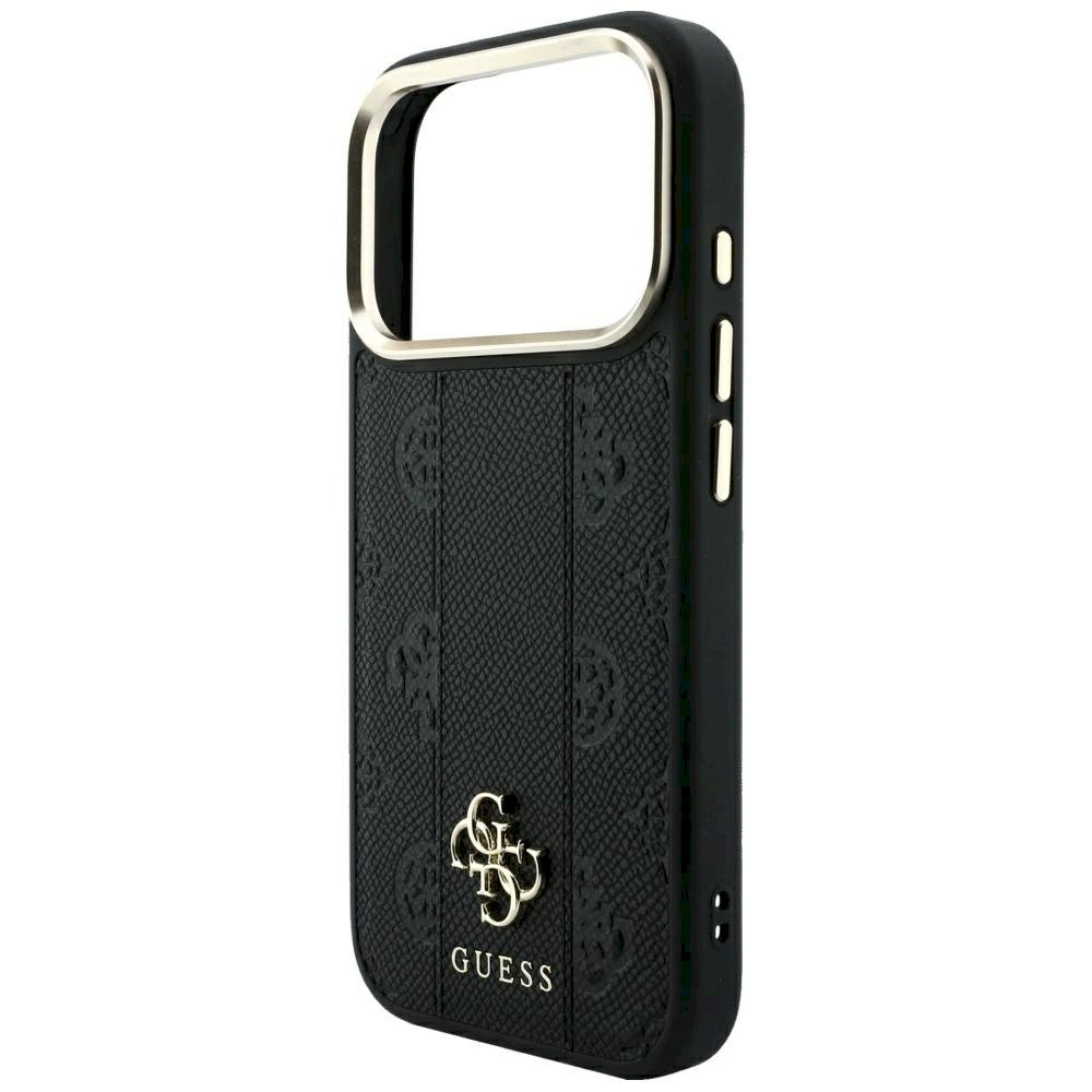 Guess Stripe Peony 4G Logo MagSafe Aizsargapvalks priekš iPhone 18 Pro Max / iPhone 17 Pro Max / melns (GUHMP18X6PGSU4EK)
