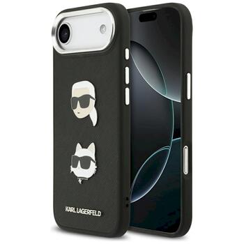 Karl Lagerfeld FW Grained Karl & Choupette Heads Pins & Logo Case Защитный чехол для iPhone Air / чёрный (KLHCP17MPSFDHPOK)