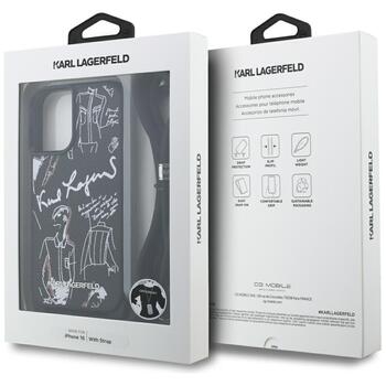Karl Lagerfeld Crossbody Grained Pattern & Logo MagSafe Защитный чехол для iPhone 16 / чёрный (KLHCP16SPGGRMPCK)