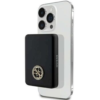 Guess Induction Powerbank 15W GUPBM5AL4DMK 5000mAh Беспроводная зарядная батарея / чёрный MagSafe 4G Strassed Metal Logo (GUPBM5AL4DMK)