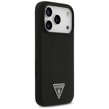 Case Guess Silicone Triangle Logo MagSafe Aizsargapvalks priekš iPhone 17 Pro / melns (GUHMP17LSCTRLMK)