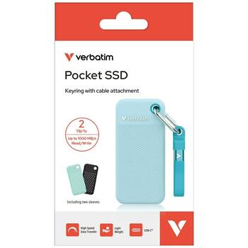 Verbatim 32325 External Drive Pocket SSD Внешний накопитель 2TB USB-C 3.2 gen.2 / чёрный/полярный синий (32325)
