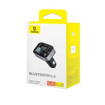 Baseus S-09 Auto FM Raidītājs Bluetooth 5.3 / 2x USB + USB-C (C10762200113-00)
