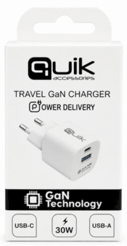 Quik Accessories QG-322 GaN Charger USB-C / USB Tīkla Lādētājs 30W (QG-322)