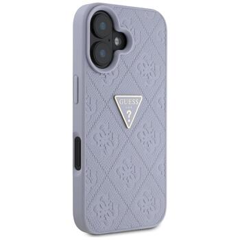 Guess Hot Stamp 4G Pattern Triangle Metal Logo Case Aizsargapvalks priekš iPhone 16 / violets (GUHCP16SPGP4STRU)
