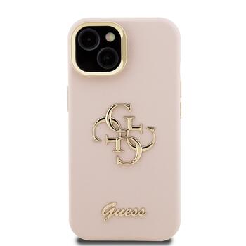 Guess PU Grained 4G Logo Stand Camera Frame Case Защитный чехол для iPhone 15 / розовый (GUHCP15SPCS4GSP)