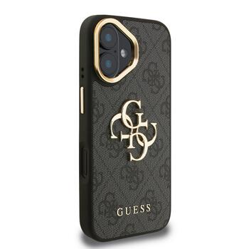 Guess PU 4G Metal Logo Stand Camera Frame Case Aizsargapvalks priekš iPhone 16 / melns (GUHCP16SPCS4GP4K)