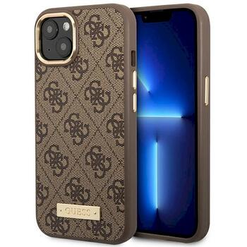 Guess GUHMP14MU4GPRW Hardcase 4G Logo Plate MagSafe Aizsargapvalks priekš iPhone 14 Plus / 15 Plus 6.7