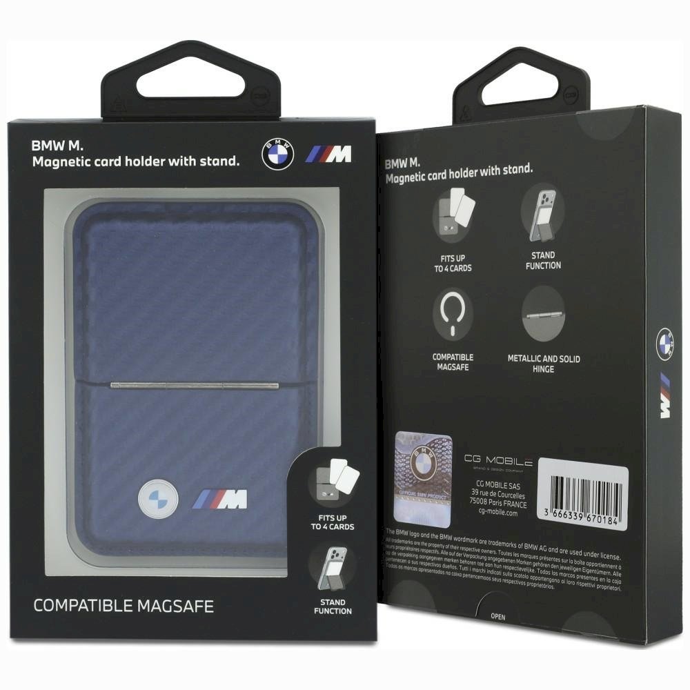 BMW M Carbon Wallet Case Metal Logos MagSafe Maks / navy blue (BMOWMCS26PCILV)
