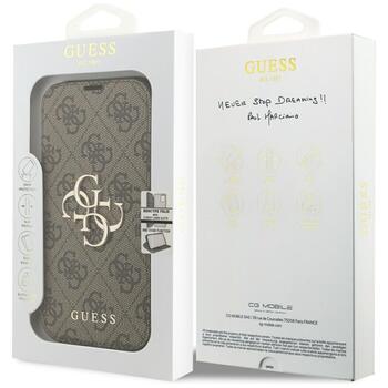 Guess Book 4G Metal Logo Case Aizsargapvalks priekš iPhone 17 Pro / brūns (GUBKP17L4GMGBR)