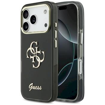 Guess IML 4G Script Metal Case Aizsargapvalks priekš iPhone 17 Pro / melns (GUHCP17L5HC4MLSK)