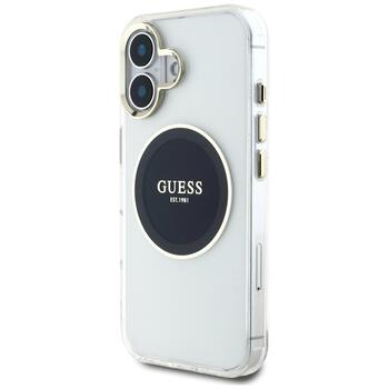 Guess IML Metal Colored Circle Classic Logo MagSafe Aizsargapvalks priekš iPhone 16 / melns (GUHMP16SHTDRCEDK)