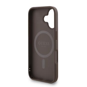 Guess PU Leather 4G Colored Ring Strap MagSafe Case Защитный чехол для iPhone 16 / коричневый (GUHMP16SP4GREGSW)