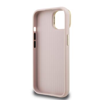Guess PU Grained 4G Logo Stand Camera Frame Case Защитный чехол для iPhone 15 / розовый (GUHCP15SPCS4GSP)