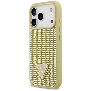 Guess Rhinestone Triangle Logo Case Aizsargapvalks priekš iPhone 17 Pro / zelta (GUHCP17LHDGTPD)