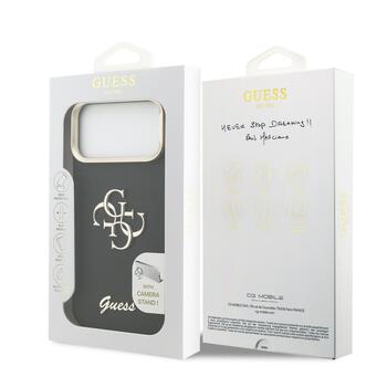 Guess PU Grained 4G Logo Stand Camera Frame Case Защитный чехол для iPhone 17 Pro Max / чёрный (GUHCP17XPCS4GSK)