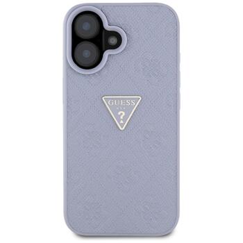 Guess Hot Stamp 4G Pattern Triangle Metal Logo Case Aizsargapvalks priekš iPhone 16 / violets (GUHCP16SPGP4STRU)
