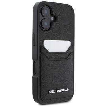 Karl Lagerfeld HC Grained PU Cardslot Metal Elong Защитный чехол для iPhone 16 / чёрный (KLHCP16SPKHPORPK)