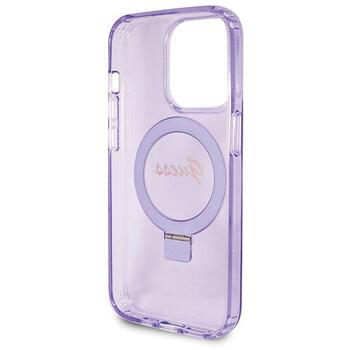 Guess GUHMP14XHRSGSU Защитный чехол с кольцом-подставкой Script Glitter MagSafe для iPhone 14 Pro Max 6.7
