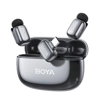 BOYA Mini 2-02 USB-C Wireless Microphone Set Bezvadu mikrofonu komplekts (2TX 1xRX) / 2.4GHz / 48kHz/24bit (Space Grey) (BOYA-mini-2-02-SG)