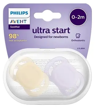Philips Avent Ultra Start Соска-пустышка 0-2 месяца 2 шт (SCF075/11)