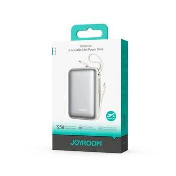 Joyroom JR-PBF29 Power Bank with Digital Display Type-C, PD 22.5W, 20000 mAh with built-in Double Type-C Cable Зарядная батарея / белый (JR-PBF29-WHT)