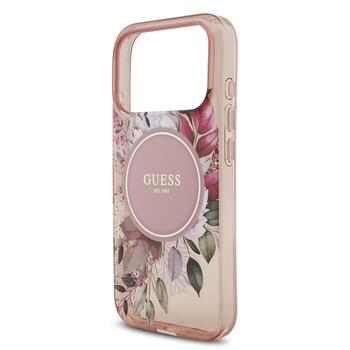 Guess IML Flowers Strap MagSafe Case Защитный чехол для iPhone 17 Pro / розовый (GUHMP17LHFWBRCESP)