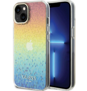 Guess IML Faceted Mirror Disco Iridescent Case Aizsargapvalks Priekš iPhone Apple 15 (GUHCP15SHDECMI)