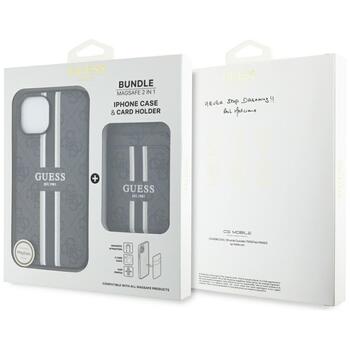 Guess 4G Stripes with wallet Magsafe Case Защитный чехол для iPhone 15 / чёрный (GUBPHCP15SP4RPSK)