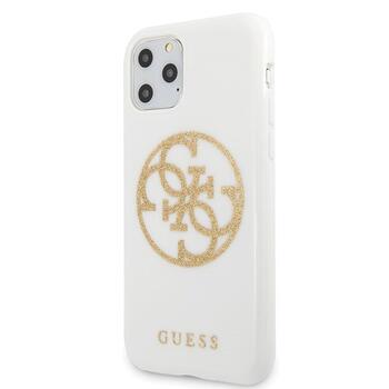 Guess GUHCN65TPUWHGLG Glitter 4G Circle Logo Aizsargapvalks priekš iPhone 11 Pro Max / balts (GUHCN65TPUWHGLG)