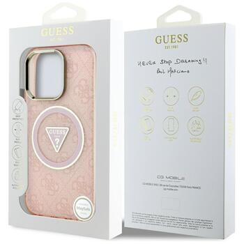Guess IML Metal Glitter 4G Circle Triangle MagSafe Aizsargapvalks priekš iPhone 16 Pro / rozā (GUHMP16LHG4PRTGP)