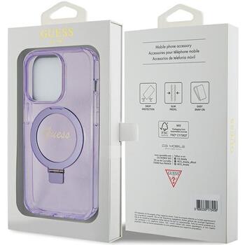 Guess GUHMP15LHRSGSU Hardcase Ring Stand Script Glitter MagSafe Защитный чехол для iPhone 15 Pro 6.1