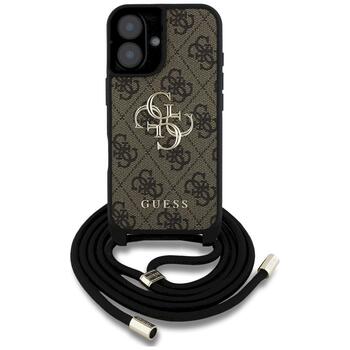Guess 4G Big Logo Cord Stap Crossbody Защитный чехол для iPhone 16 Plus / коричневый (GUHCP16MP4GMGCRW)