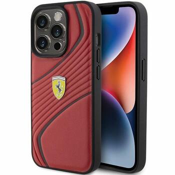 Ferrari Twist Metal Logo Back Case Aizsargapvalks Priekš Apple iPhone 15 Pro (FEHCP15LPTWR)