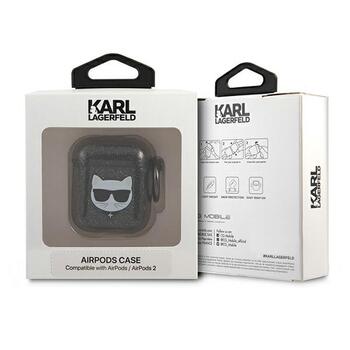 Karl Lagerfeld KLA2UCHGK Aizsargapvalks priekš AirPods Glitter Choupette / melns (KLA2UCHGK)