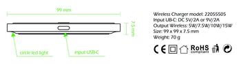Swissten 15W Беспроводное зарядное устройство с USB-C 1.5m кабелем (22055504)