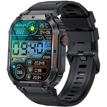 Smartwatch VELTORI VT200-1 Viedpulkstenis ar silikona siksniņu / melns (VT200-1)