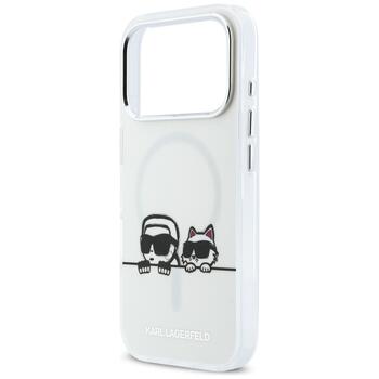 Case Karl Lagerfeld IML Karl & Choupette Peekaboo Logo MagSafe Защитный чехол для iPhone 17 Pro / белый (KLHMP17L6HPKACH)