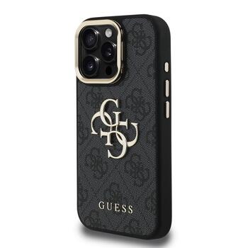 Guess PU 4G Metal Logo Stand Camera Frame Case Защитный чехол для iPhone 16 Pro / чёрный (GUHCP16LPCS4GP4K)