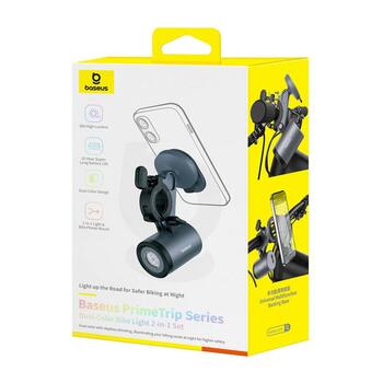 Baseus PrimeTrip 2-in-1 Velosipēda turētājs Tālruņa turētājs + lukturis / melns (C12569000121-00)