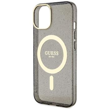 Guess GUHMP14MHCMCGK Hardcase Glitter Gold MagSafe Aizsargapvalks priekš iPhone 14 Plus / 15 Plus 6.7